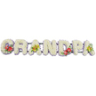 This image presents a long, horizontal GRANDPA funeral tribute, the word spelled out in sturdy block letters densely carpeted with white chrysanthemums. Each flower head is nestled closely to its neighbours, giving the letters a cushioned, almost velvety texture that evokes softness and calm. Around the base of each capital, a narrow edging of soft lavender ribbon peeks out, outlining the shapes and lending a delicate hint of colour without disturbing the purity of the white. The letters are linked by dark green support bars running along their backs, discreet yet essential, allowing the tribute to sit securely on an easel, hearse, or chapel stand for services in and around Golders Green. Four letters are graced with thoughtfully arranged colour sprays, turning the tribute from simple text into a floral story. On the 'G' and 'D', bold red anthuriums stand out with their glossy, heart-shaped surfaces and upright yellow spadices, surrounded by rich green foliage that deepens the contrast. On the first and last 'A', soft yellow-green orchids with graceful petals and fresh leaves bring a lighter, more hopeful tone, like remembering shared laughter at home or family gatherings near Brent Cross. The clean white background of the image keeps all attention on the flowers, their textures, and the clear message they spell. This style of arrangement is often chosen by families wishing for a strong, readable tribute that feels personal and tender, a floral statement of love and remembrance for a grandfather who meant the world to those gathered to say goodbye.