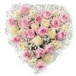 This enchanting heart-shaped bouquet is a testament to Golders Green's artistry and heart. Approximately thirty-five roses, their petals soft and inviting in shades of blush pink and warm cream, form the core of the arrangement, each flower selected for its freshness and gentle fragrance. Interspersed among these lush blooms are sprigs of delicate white baby's breath, adding an ethereal, cloud-like effect that gives the design both fullness and a sense of airiness-much like a spring sky over the gardens of Hampstead Heath nearby. Set against a flawless white background, the arrangement comes alive with vibrant colour and texture, highlighting the care with which local florists have shaped each curve of the heart. Symbolic of love, sympathy, and appreciation, this bouquet serves as a touching tribute for memorials, anniversaries, or moments of gratitude within the Golders Green community. Its meticulous composition and soft palette convey a message of comfort and enduring affection, making it a meaningful choice for those looking to express profound sentiment through flowers.