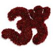 An arresting, numerically precise composition of the number 33, assembled from thousands of tiny, dark red, glimmering granules that read like edible sprinkles, fine glitter or sugar crystals rather than full blooms. Each of the two threes is tightly formed from these small, jewel-toned particles so that from a short distance the shapes resolve into a plush, continuous surface in a deep maroon or garnet hue. Up close the texture becomes tactile and intricate: uneven, slightly rough, with facets that catch a soft studio light and produce subtle highlights and shadowed crevices that add depth and sculptural character. The rich red is offset by the pristine, cool white of the background; a delicate diffused gray shadow beneath suggests the numbers lift gently off the page, offering a floating, celebratory presence. The effect is at once festive and exacting, suitable for a birthday milestone, a product count, or a bold editorial graphic about the number 33. There is a faint imagined sweetness to the image, like the scent of sugar on a baker's fingertips, which ties well to nearby Golders Green patisseries and artisan cake shops where similar decorative sprinkles are applied by hand. As with a carefully iced cake or a crafted party prop, this numerically focused piece balances precision with playful texture, delivering visual clarity for a reader or customer seeking a memorable, tactile approach to marking a milestone. It reads as both an illustration of quantity and an object of craft, familiar to local makers and designers across Golders Green.