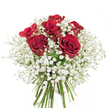 With a nod to both tradition and local charm, this hand-crafted bouquet from Flowers Golders Green exemplifies romantic artistry. Six velvety red roses command attention at the heart of the arrangement, each blossom unfurling with rich depth and a sense of anticipation. Swirling around them is an abundant constellation of white gypsophila, whose delicate, airy blooms provide a gentle contrast-like morning mist drifting over Golders Hill Park. The bouquet's long, fresh green stems are bundled neatly as though ready for a loved one's hands, their vitality ensuring lasting beauty for any local celebration. Every detail is designed to evoke affection and sincerity, resonating with the warmth of Golders Green's diverse community and its love for authentic, heartfelt gifts. Set against a luminous white background, this bouquet not only stands out visually but also symbolically, offering a timeless gesture for anniversaries, milestone events, or simply to say 'I care' in the spirited heart of North West London.